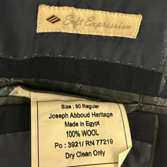 Mens 50R Slim Fit Joseph Abboud Navy Blazer Suit Jacket - Picture 4 of 9